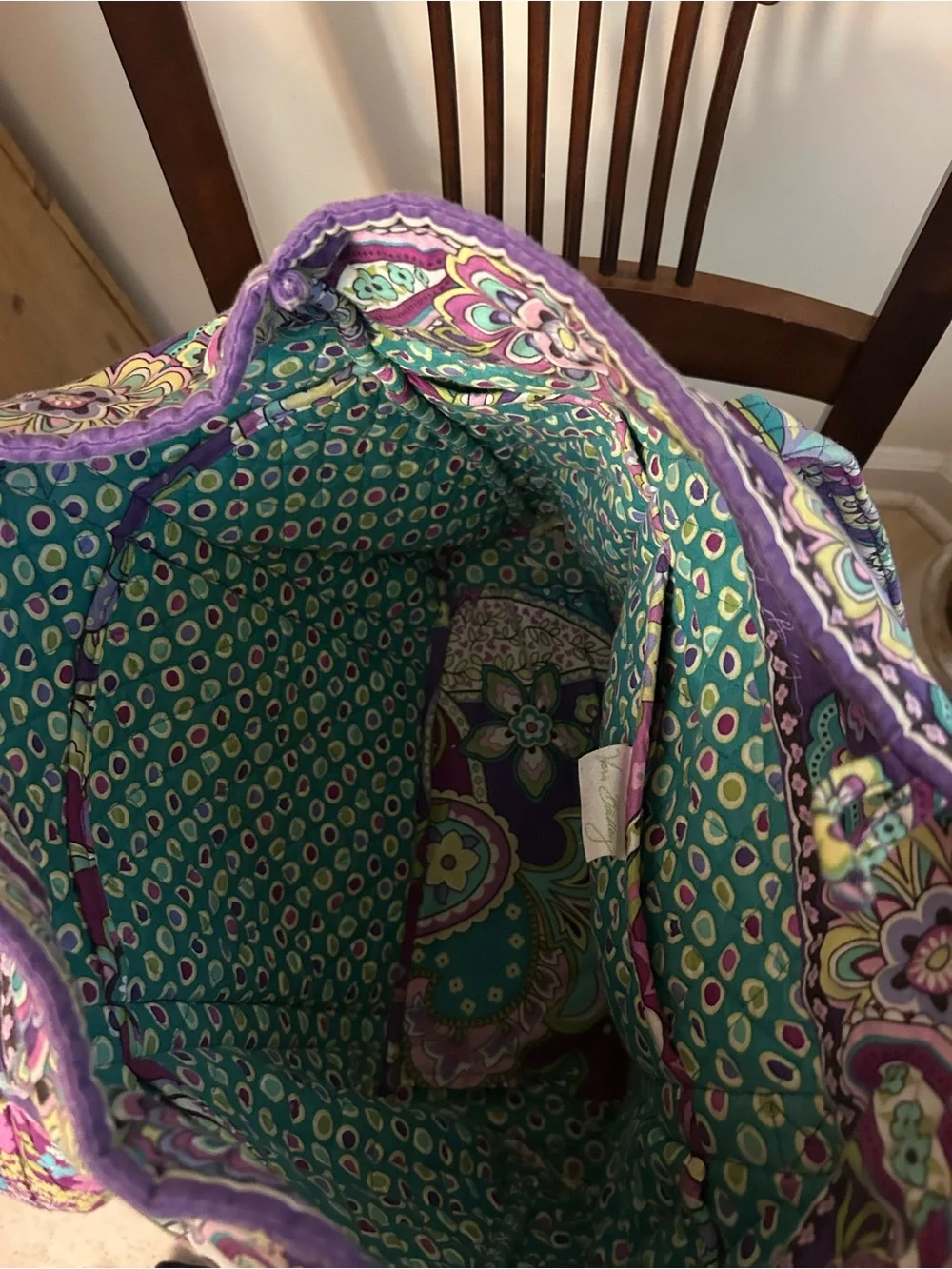 Vera Bradley Quilted Floral Paisley Tote Bag in Purple and Teal